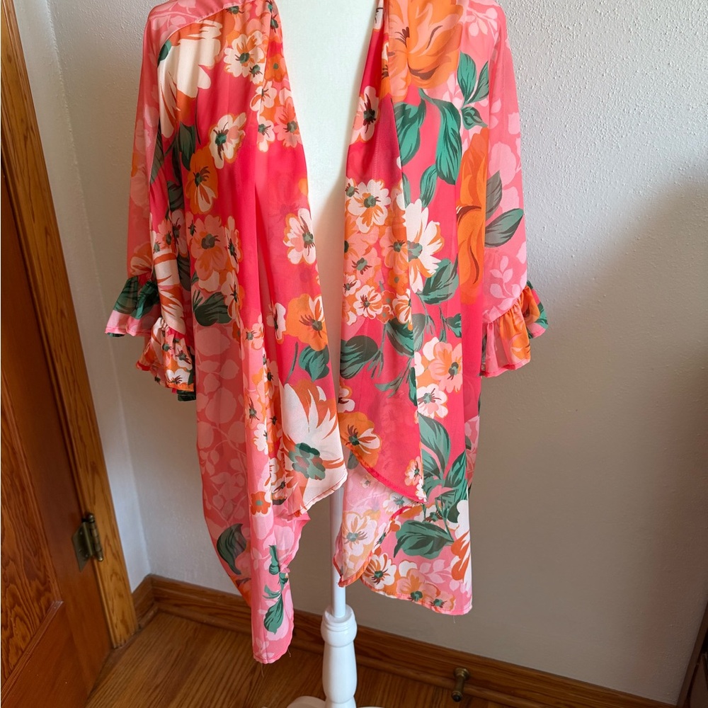 Umgee Pink and Orange Floral Top